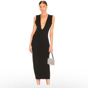 NEW Gauge81 Caesar  black plunge neck midi dress  small S